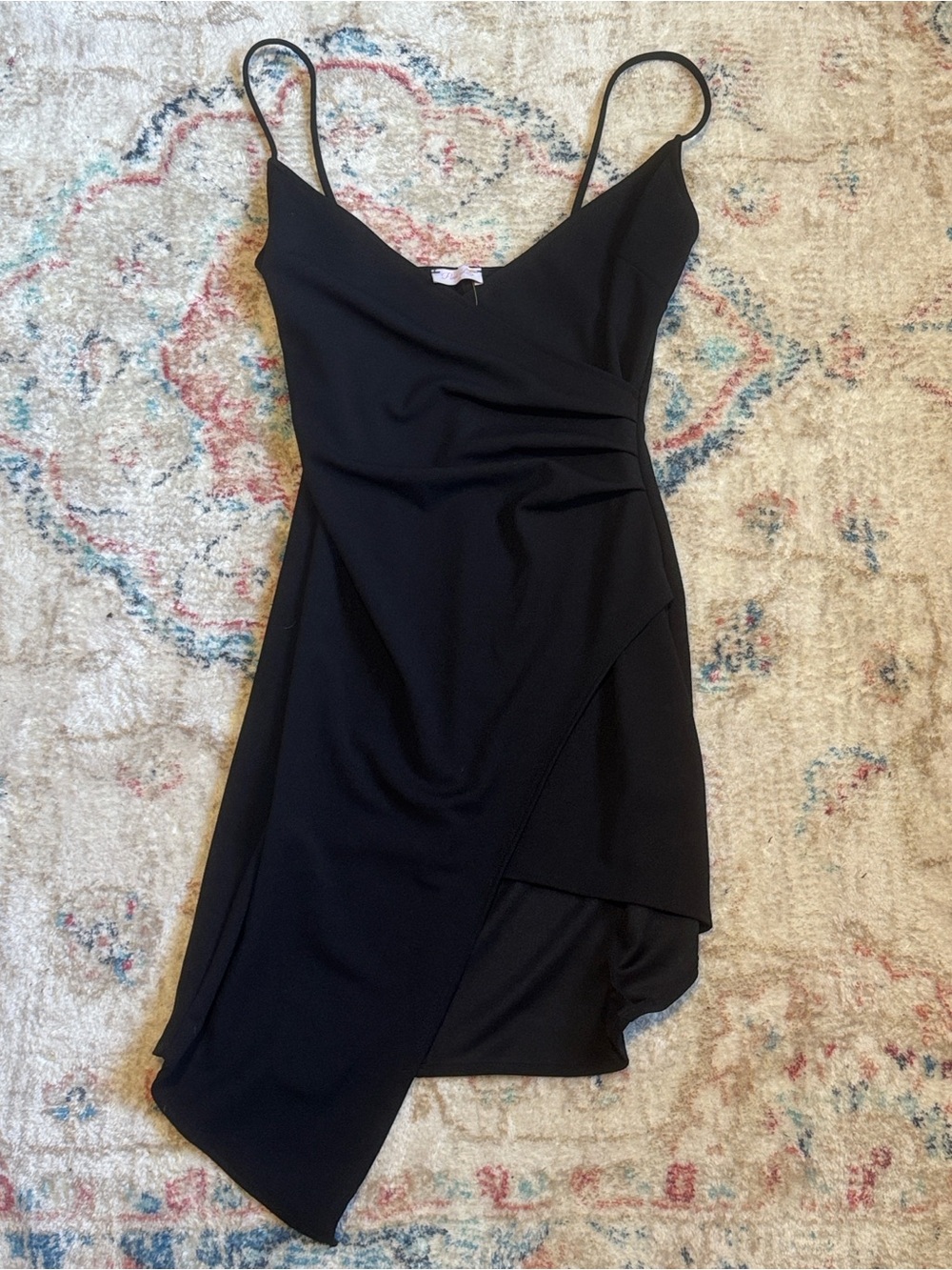 Black Asymmetric Slip Dress - Women's